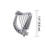 Celtic Harp Irish Shamrock Silver Pendant TP1125 - Jewelry