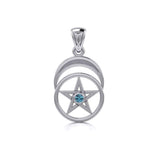 The Pentacle with Moon Silver Pendant TP1279 - Jewelry