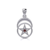 The Pentacle with Moon Silver Pendant TP1279 - Jewelry