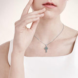 Celtic Knotwork Cross Silver Pendant with Gem TP1412 - Jewelry