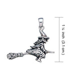 A mystical and playful ride ~ Sterling Silver Witch on Broomstick Pendant Jewelry TP1527 - Jewelry