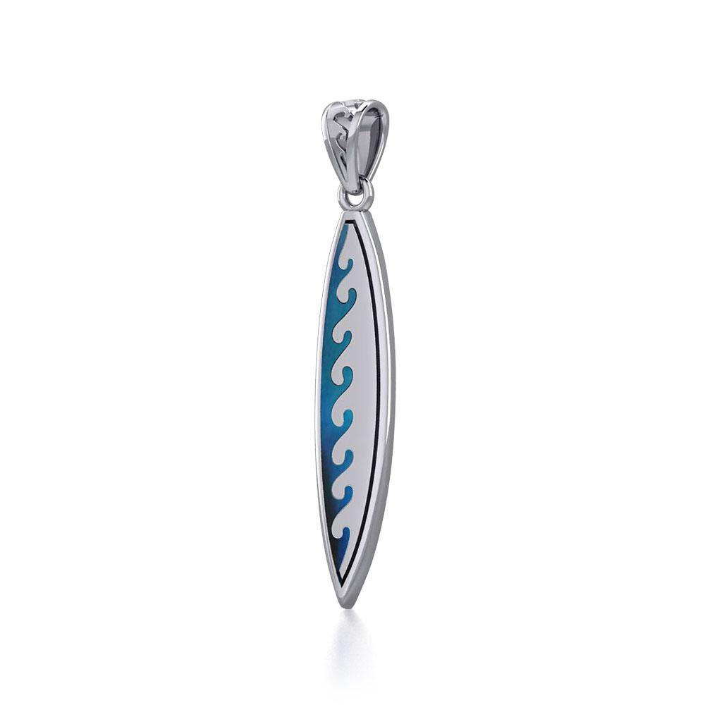Waves Surfboard Silver Pendant TP1533 - Jewelry