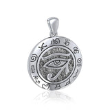 Eye of Horus with Zodiac, a symbol of healing and protection ~  Sterling Silver Pendant TP1584 - Jewelry