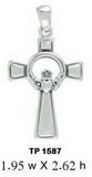 Celtic Claddagh Cross Silver Pendant TP1587