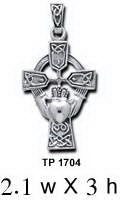 Celtic Cross and Irish Claddagh Silver Pendant TP1704