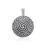 Large Celtic Knot Silver Spiral Pendant TP196 - Jewelry