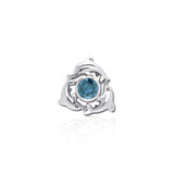 Dolphins Encircling Gem Silver Pendant TP2627 - Jewelry