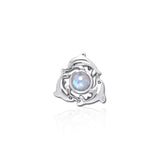 Dolphins Encircling Gem Silver Pendant TP2627 - Jewelry