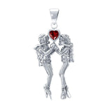 Gazing Dive Lovers Silver Pendant with Gemstone TP2685 - Jewelry