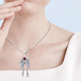 Gazing Dive Lovers Silver Pendant with Gemstone TP2685 - Jewelry