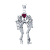 Gazing Dive Lovers Silver Pendant with Gemstone TP2685 - Jewelry