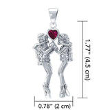 Gazing Dive Lovers Silver Pendant with Gemstone TP2685 - Jewelry