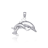 Mother and Baby Dolphin Silver Pendant TP2701