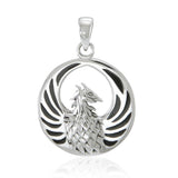 Silver Phoenix Pendant with Inlay Stone TP2819 - Jewelry