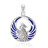 Silver Phoenix Pendant with Inlay Stone TP2819 - Jewelry