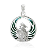 Silver Phoenix Pendant with Inlay Stone TP2819 - Jewelry