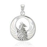 Silver Phoenix Pendant with Inlay Stone TP2819 - Jewelry