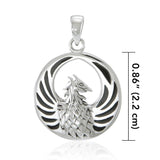 Silver Phoenix Pendant with Inlay Stone TP2819 - Jewelry