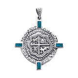 Pirate Treasure Coin Sterling Silver Pendant with Inlaid TP3080