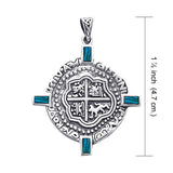 Pirate Treasure Coin Silver Pendant with Inlaid TP3080 - Jewelry