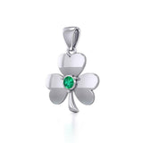 Celtic Shamrock Silver Pendant with Birthstone TP3104 - Jewelry
