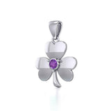 Celtic Shamrock Silver Pendant with Birthstone TP3104