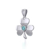 Celtic Shamrock Silver Pendant with Birthstone TP3104 - Jewelry