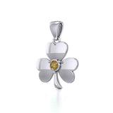 Celtic Shamrock Silver Pendant with Birthstone TP3104 - Jewelry