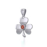 Celtic Shamrock Silver Pendant with Birthstone TP3104 - Jewelry