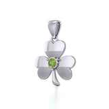 Celtic Shamrock Silver Pendant with Birthstone TP3104