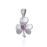 Celtic Shamrock Silver Pendant with Birthstone TP3104