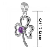 Finest beauty ~ Sterling Silver Jewelry Shamrock Pendant with Center Gemstone TP3105 - Jewelry