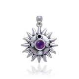 Sun With Gem Center And Moon Phases Pendant TP3145 - Jewelry