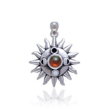 Sun With Gem Center And Moon Phases Pendant TP3145 - Jewelry