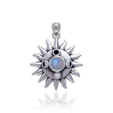 Sun With Gem Center And Moon Phases Pendant TP3145 - Jewelry