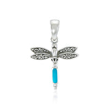 Dragonfly and Gem Silver Pendant TP3177