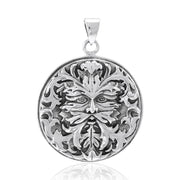 Green Man Sterling Silver Pendant by Oberon Zell TP3201