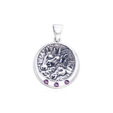 Triple Horse with Gemstone Silver Pendant TP3212 - Jewelry