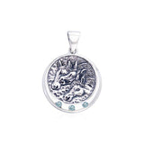 Triple Horse with Gemstone Silver Pendant TP3212 - Jewelry