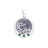 Triple Horse with Gemstone Silver Pendant TP3212 - Jewelry