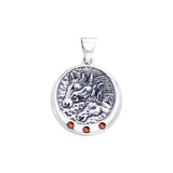 Triple Horse with Gemstone Silver Pendant TP3212 - Jewelry