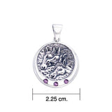 Triple Horse with Gemstone Silver Pendant TP3212 - Jewelry