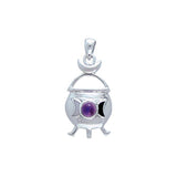 Magickal Witches Cauldron Silver Pendant TP3269