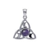 Celestial Triquetra Sterling Silver Pendant with Gem TP3270