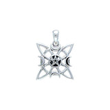 An inspirational blueprint of the Crescent Moon , Pentacle Sterling Silver Pendant TP3274