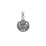 Celtic Knotwork Shamrock & Irish Claddagh Sterling Silver Pendant TP3418
