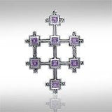 Book of Durrow Celtic Cross Silver Pendant TP3454 - Jewelry