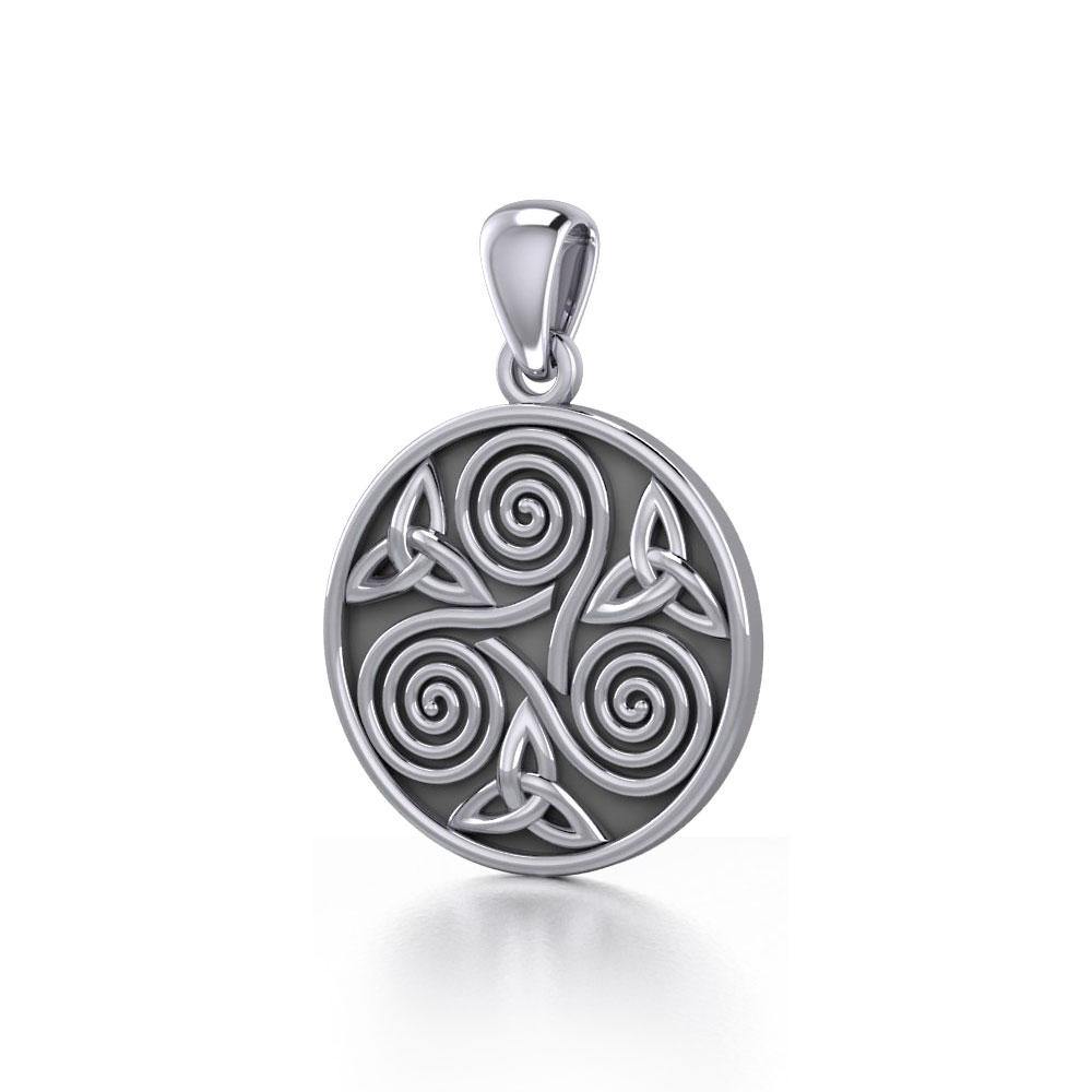 Celtic Three Single Spirals Triquetra Silver Pendant TP346 - Jewelry