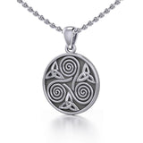 Celtic Three Single Spirals Triquetra Silver Pendant TP346 - Jewelry