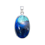 Large Silver Oval with Inlay Stone Pendant TP3539 - Jewelry